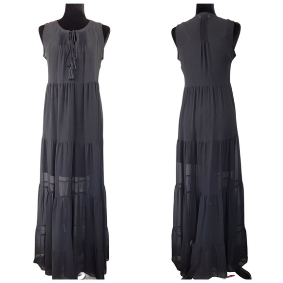 Calvin Klein Woman’s Black Sleeveless Semi Sheer Chiffon Maxi dress size 4 - Picture 1 of 11